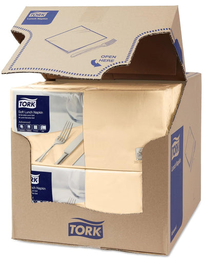 Tork 477866 Soft Lunch Servietten Sand / 3lagige, saugfähige Papierservietten in Cremefarben / Vielf