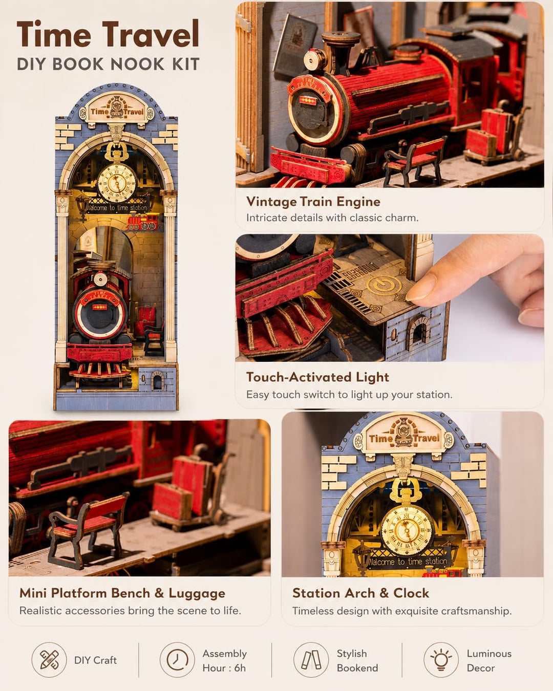 Rolife Book Nook Kits 3D Puzzles Holz Holzpuzzle Erwachsene DIY Bücherecke Holzmodelle Bausätze für