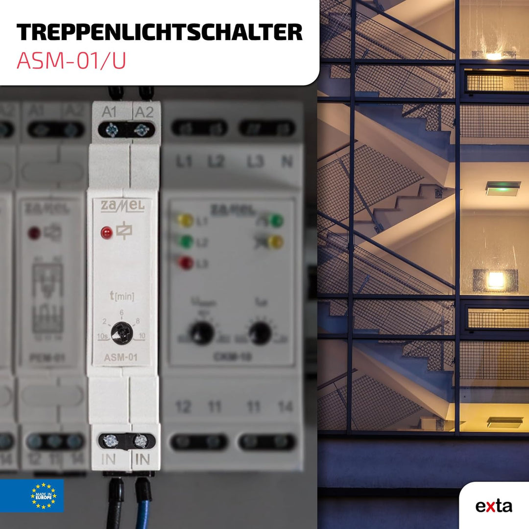Zamel ASM-01/U Treppenlichtzeitschalter Hutschiene 12 V, 24 V, 230V
