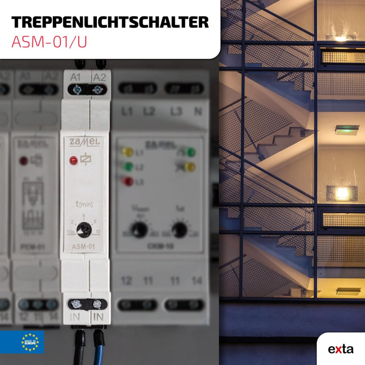 Zamel ASM-01/U Treppenlichtzeitschalter Hutschiene 12 V, 24 V, 230V