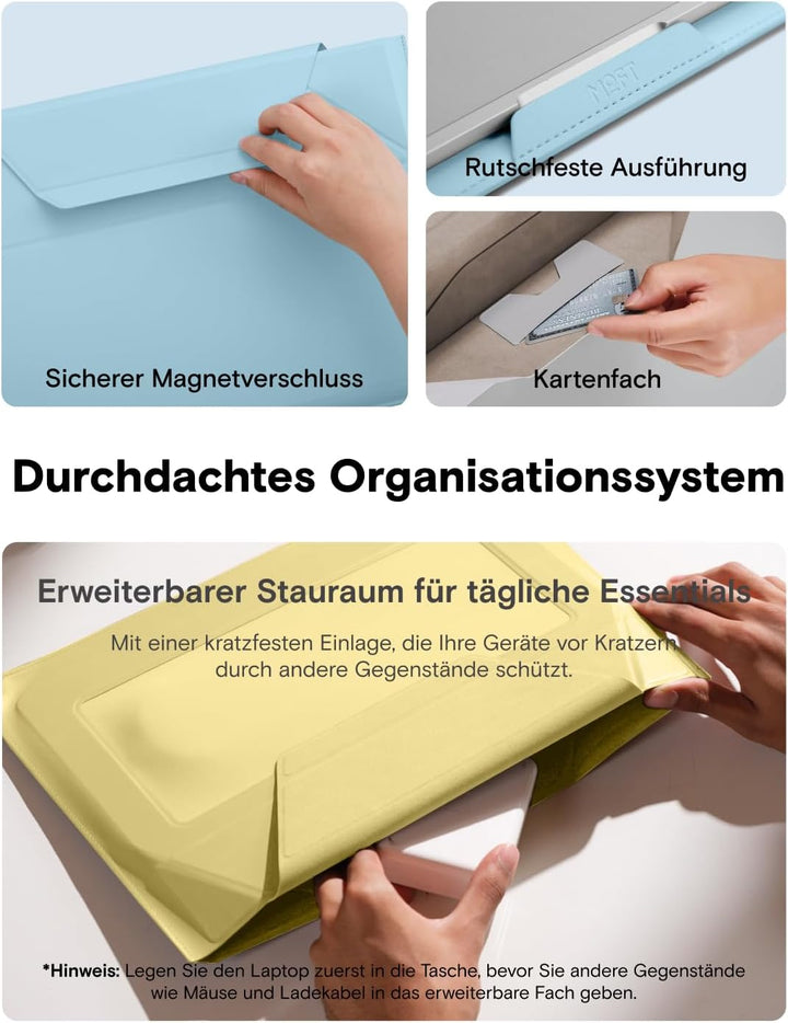 MOFT Laptop Hülle Tasche &amp; Laptop Ständer für 15-16 Zoll Notebook, Laptoptasche aus Kunstleder mit 2
