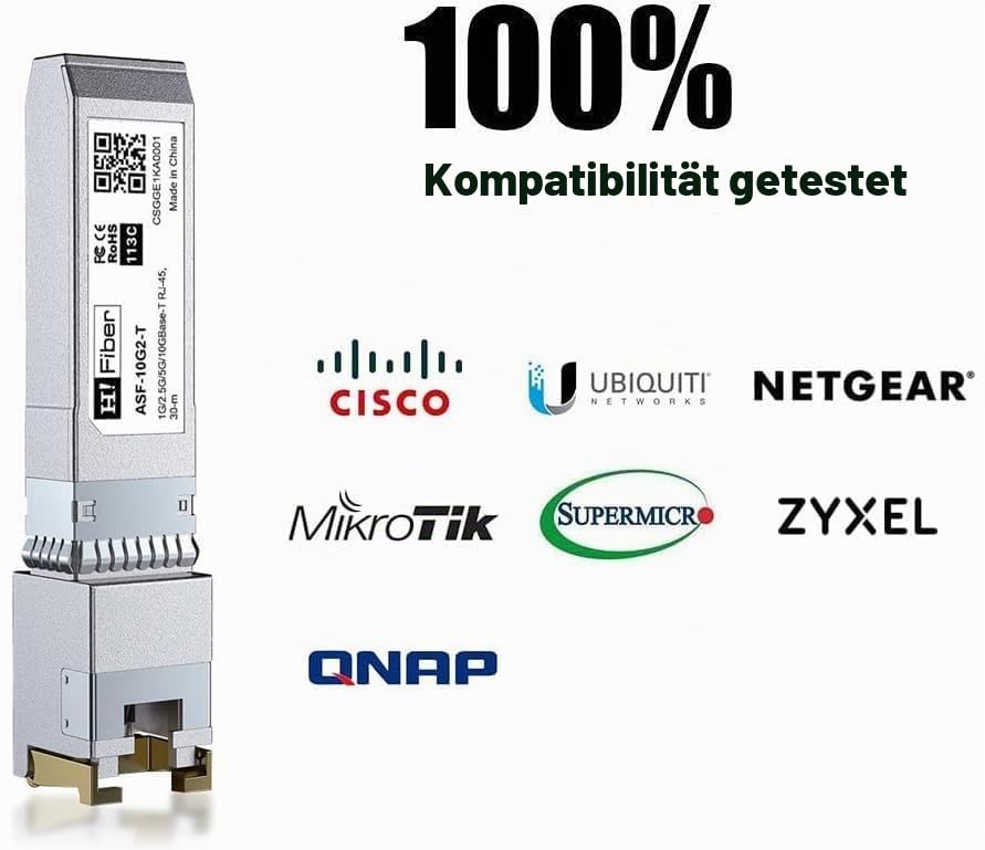 H!Fiber 10G SFP+ RJ45 Transceiver Cat6a/7, 30Meter 10Gbase-T SFP+ Kupfer Modul für Cisco SFP-10G-T-S