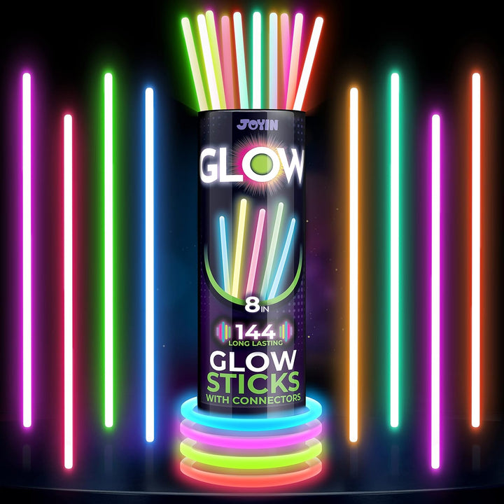 JOYIN 300pcs Knicklichter party set, Neon Leuchtstäbe Party Deko, 20.3 cm Leuchtstäbe, Armbänder Kin