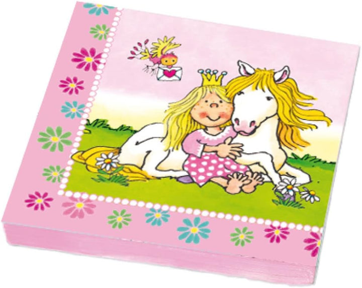 HHO Prinzessin Miabella mit Pferd-Party-Set 52tlg. für 16 Pferdefreunde 16 Teller 16 Becher 20 Servi