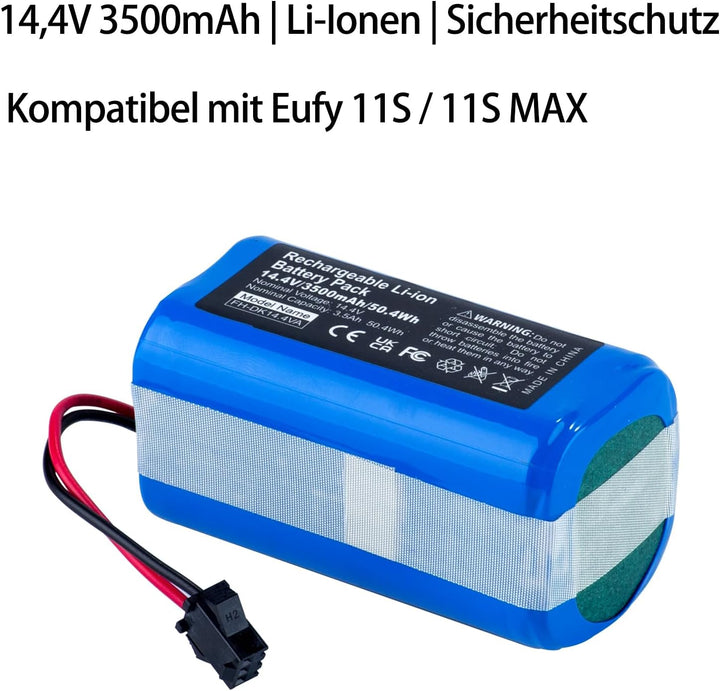 Ersatzakku für Staubsaugerroboter, 14,4 V 3500 mAh Li-Ionen Akku, Kompatibel mit Eufy 11/11S/15C/30C