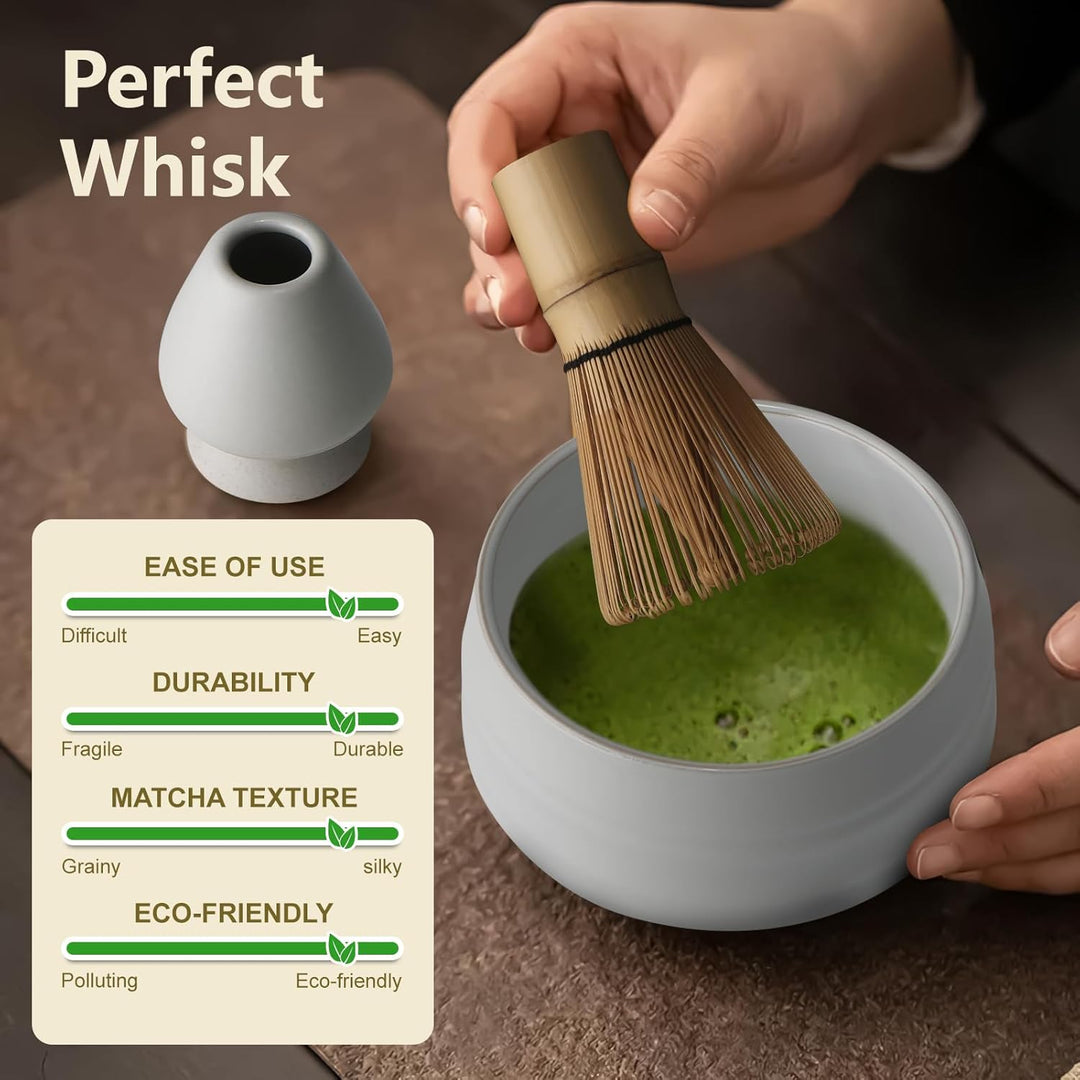 7 Piece Matcha Set, Matcha Broom, Macha Tea Set with Matcha Spoon, Whisk Holder, Matcha Besen, Shove