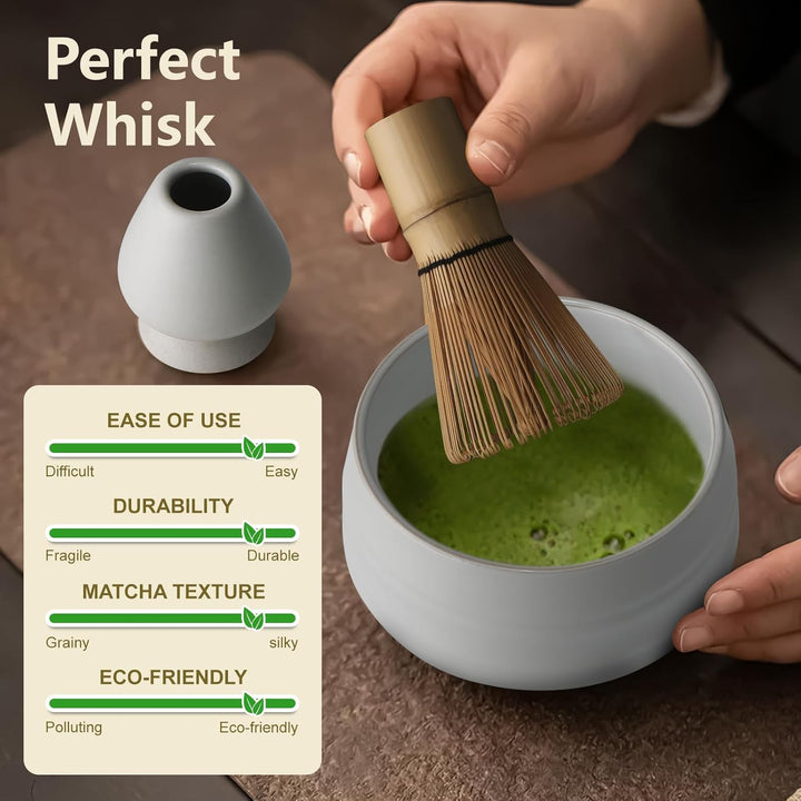 7 Piece Matcha Set, Matcha Broom, Macha Tea Set with Matcha Spoon, Whisk Holder, Matcha Besen, Shove