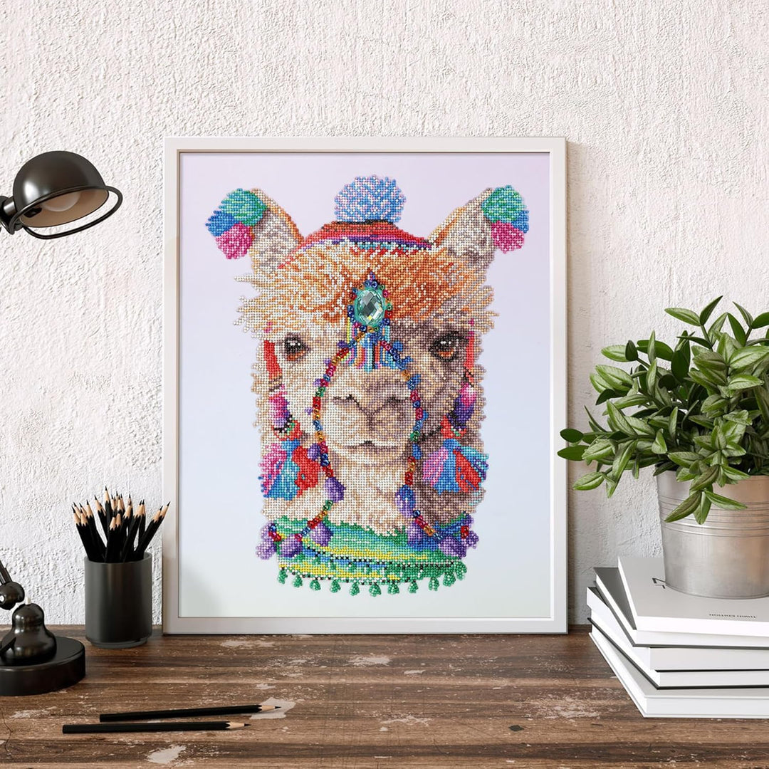 DIAMOND DOTZ 2593236 Original 5D Diamond Painting Set, Bohemian Alpaka, DIY Diamant-Malerei-Kit mit