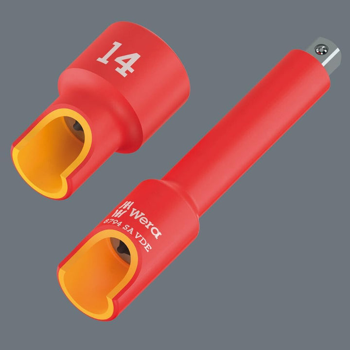 Wera 05005939001 8790 A VDE Zyklop-Steckschlüsseleinsatz, isoliert, mit 1/4"-Antrieb, 13 x 41 mm 13