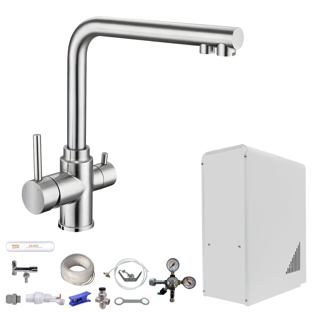 Tafelwasseranlage 10 L/h – BieTal® Wasserspender mit Sprudelwasserfunktion, Festwasseranschluss, gek