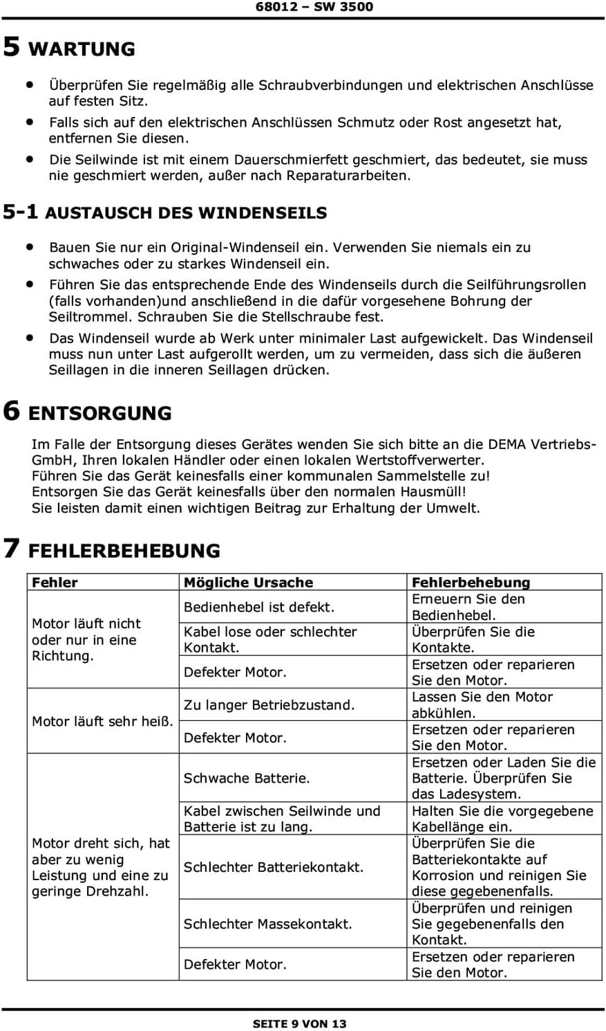 DEMA Elektrowinde elektrische Seilwinde Winde Seilzug Elektroseilzug 12V 1,6t / 3,2t