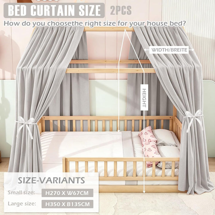 Hausbett Himmel, 2PCS Betthimmel Hausbett, Musselin himmelbett vorhänge, Hausbett Vorhang für Hausbe