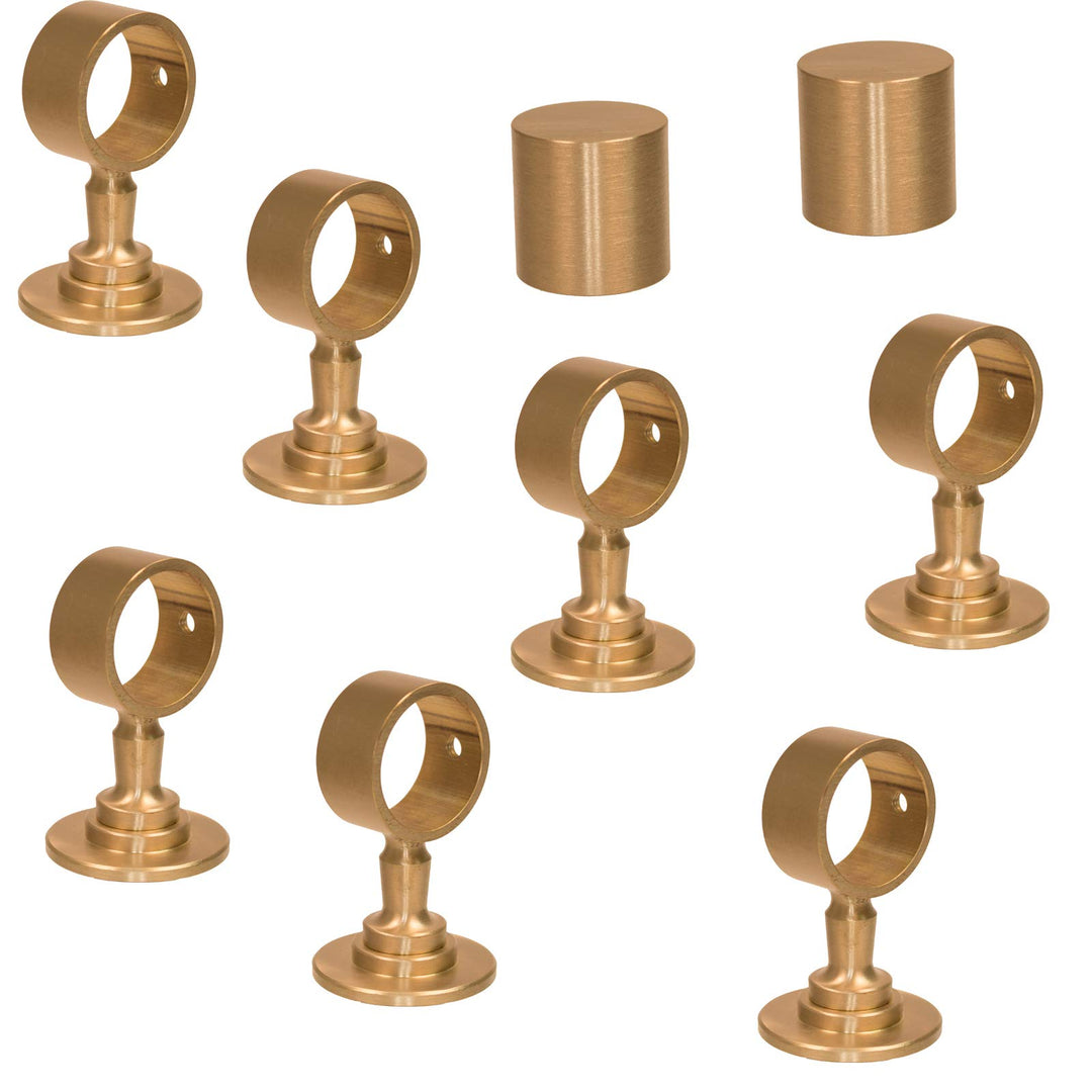 2 Endkappen und 7 Seilträger "Messing matt" für 30mm Handlaufseil 2 Endkappen & 7 Seilträger, 2 Endk