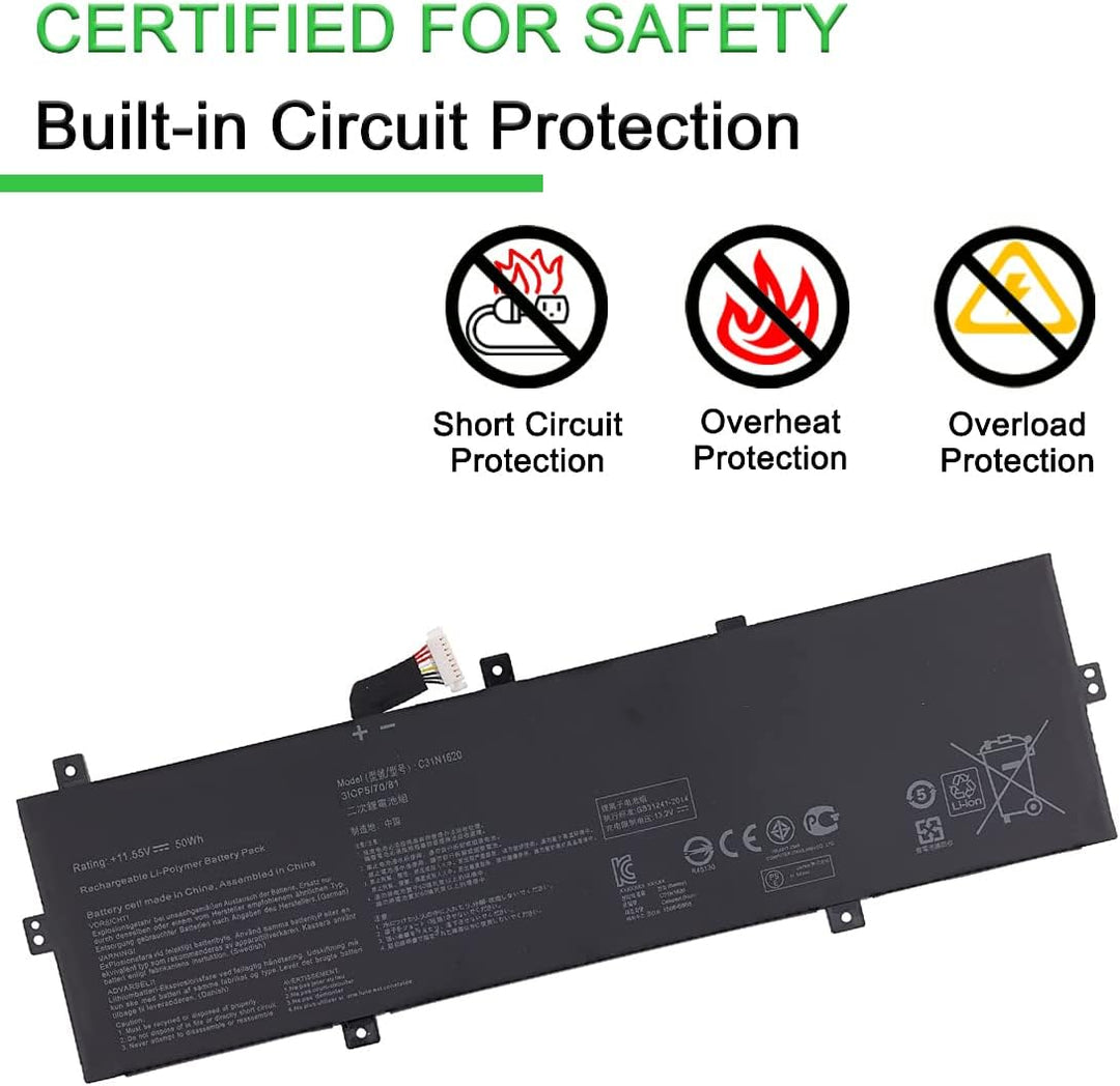 XITAIAN 11.55V 50Wh C31N1620 3ICP5/70/81 Ersatz Laptop Akku für ASUS ZenBooK C31N1620 3ICP5/70/81