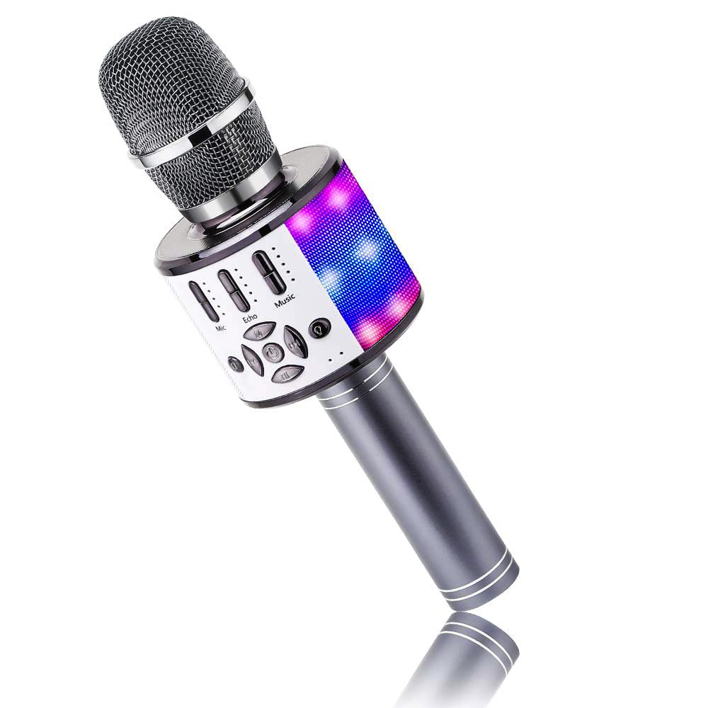 Karaoke Mikrofon mit Echo Effekt, BONAOK Mikro Kinder Karaoke, Home KTV Sing Microphone mit LED Lich