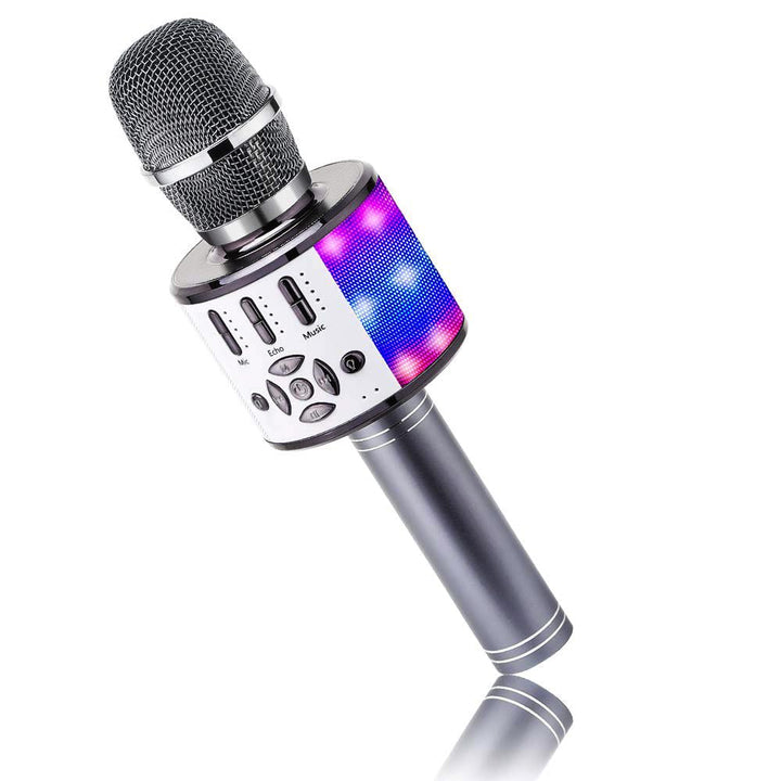 Karaoke Mikrofon mit Echo Effekt, BONAOK Mikro Kinder Karaoke, Home KTV Sing Microphone mit LED Lich