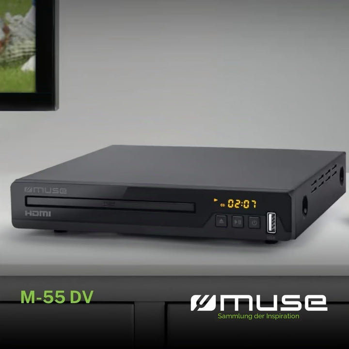 Muse M-55 DV Full HD DVD-Player, kompatibel mit DVD+R/RW, CD, CD-R/RW, MP3-, JPEG- und Xvid-Wiederga