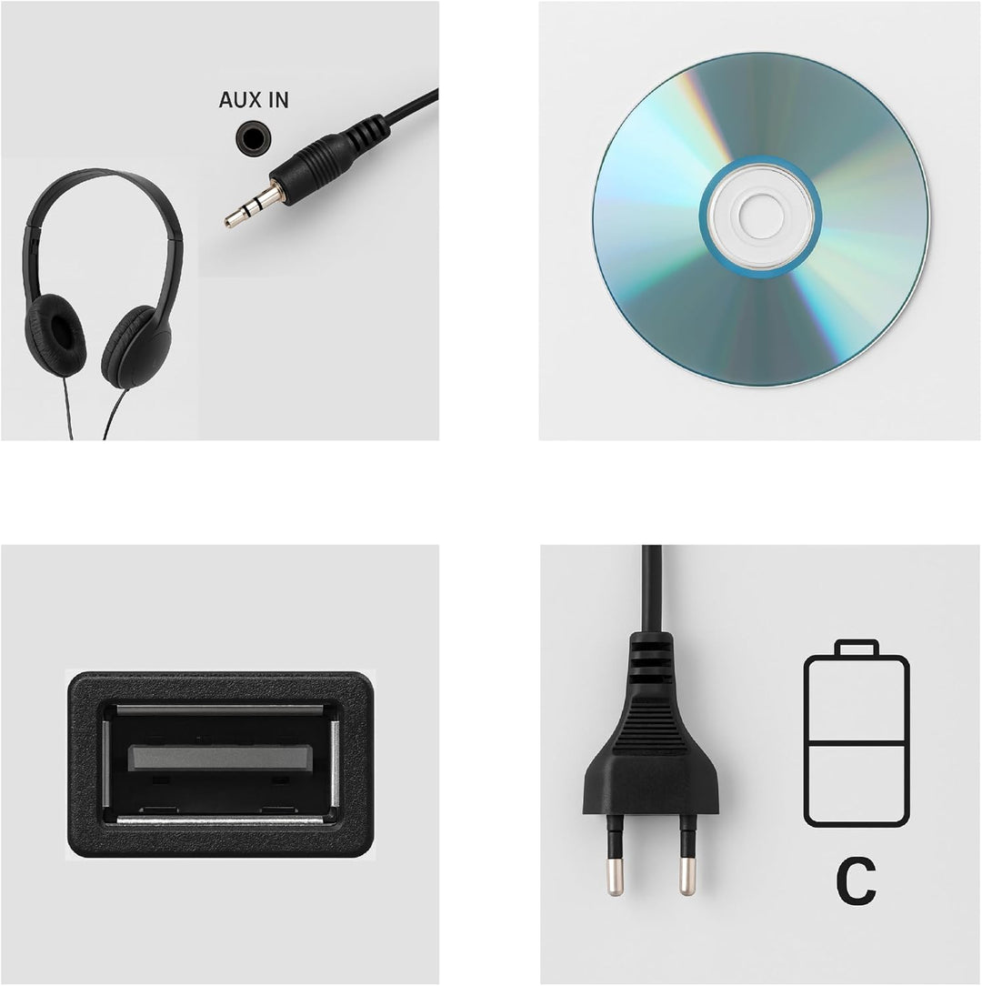 Silva Schneider MPC 25.4 USB – Tragbarer CD-Player mit UKW-Radio, USB für MP3, AUX &amp; Kopfhöreranschl
