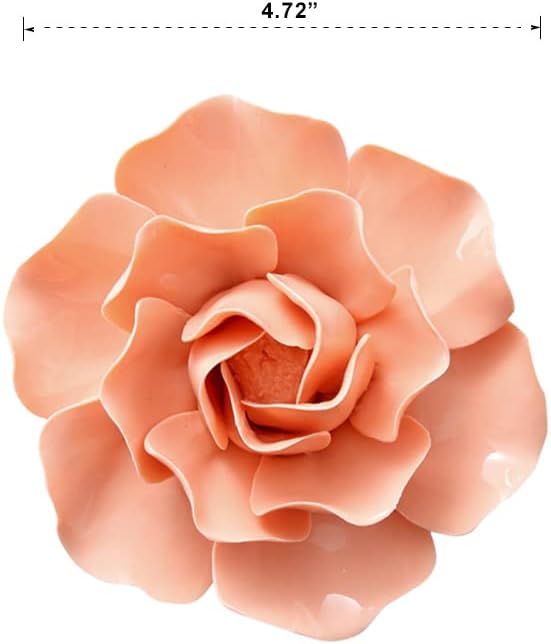 Insiswiner 3D-Wanddekoration, Keramik, Blumen, handgefertigt, Orange