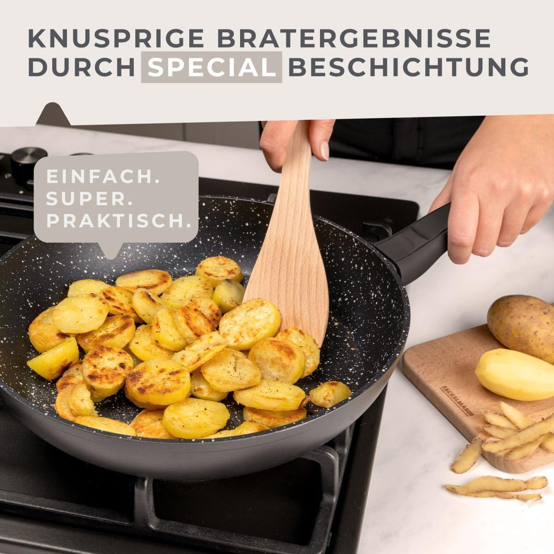 Fackelmann Bratpfanne Marble 28 cm, Antihaft-Pfanne aus 90% recyceltem Aluminium mit ergonomischem K