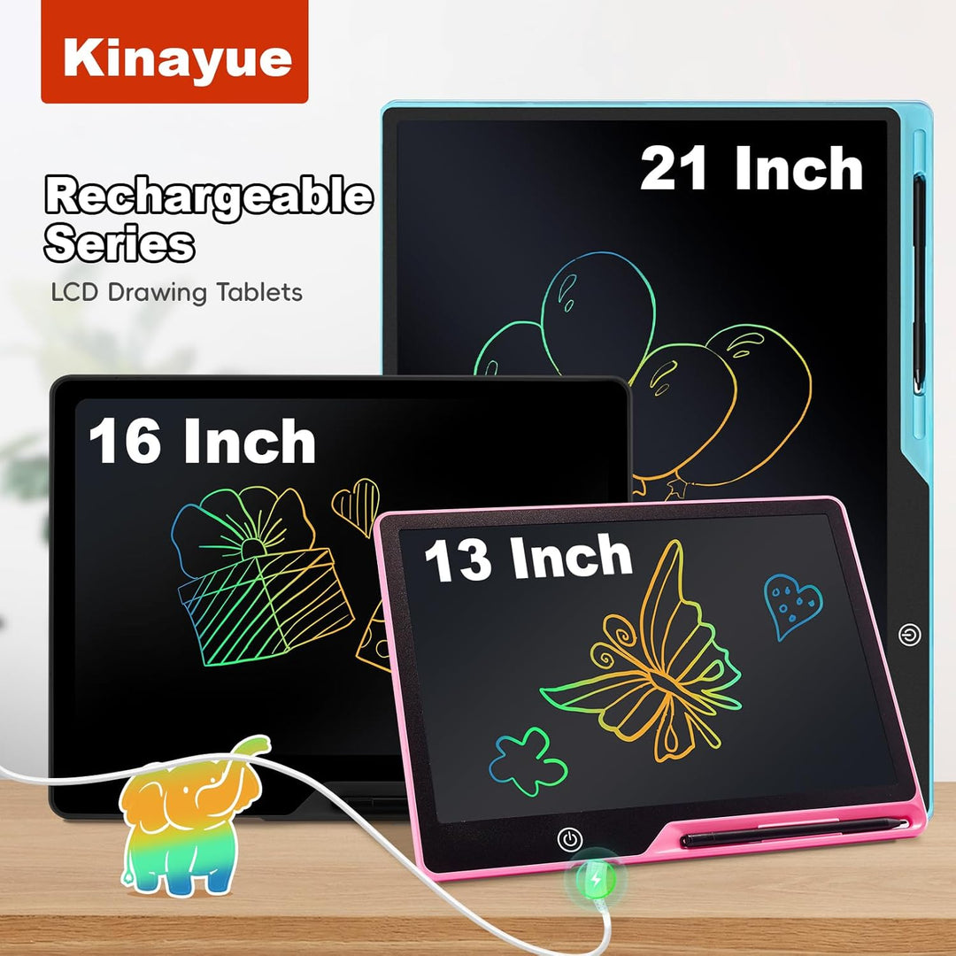 Kinayue LCD-Schreibtablett für Kinder, Wiederaufladbare 21 Zoll Maltafel Zeichentafel, Vorschule Ler