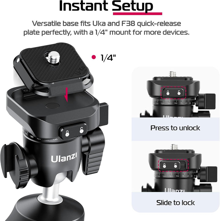 ULANZI TT38 Mini Stativ, Belastbarkeit 3kg, Kamera Stativ Klein mit UKa und F38 Schnellspanner, Tisc