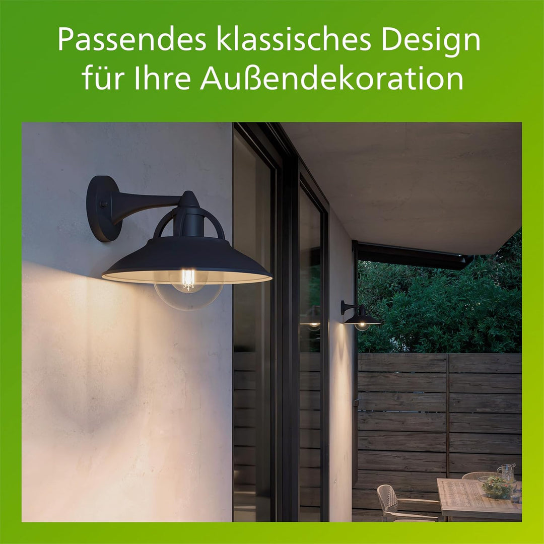 Philips myGarden Cormorant Aussenwandleuchte, 42W, ohne Leuchtmittel, schwarz, Cormorant