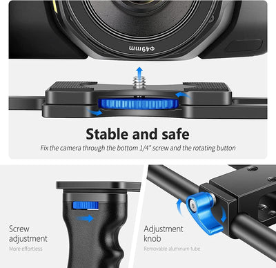 NEEWER Kamera Videokäfig aus Aluminiumlegierung, mit oberem Griff, Zwei Handgriffen, Zwei 15mm Stang