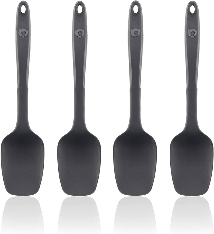 Kochblume Flexlöffel S 4er Set | Premium-Silikon | Hitzebeständig | Spülmaschinenfest | Farbe: anthr