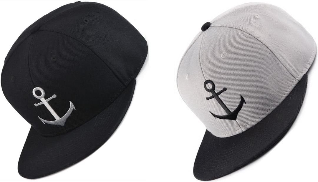 Bexxwell Snapback Cap grau/schwarz mit Anker (optimale Passform, Kappe, Black, Grey, Gray, Anchor, U