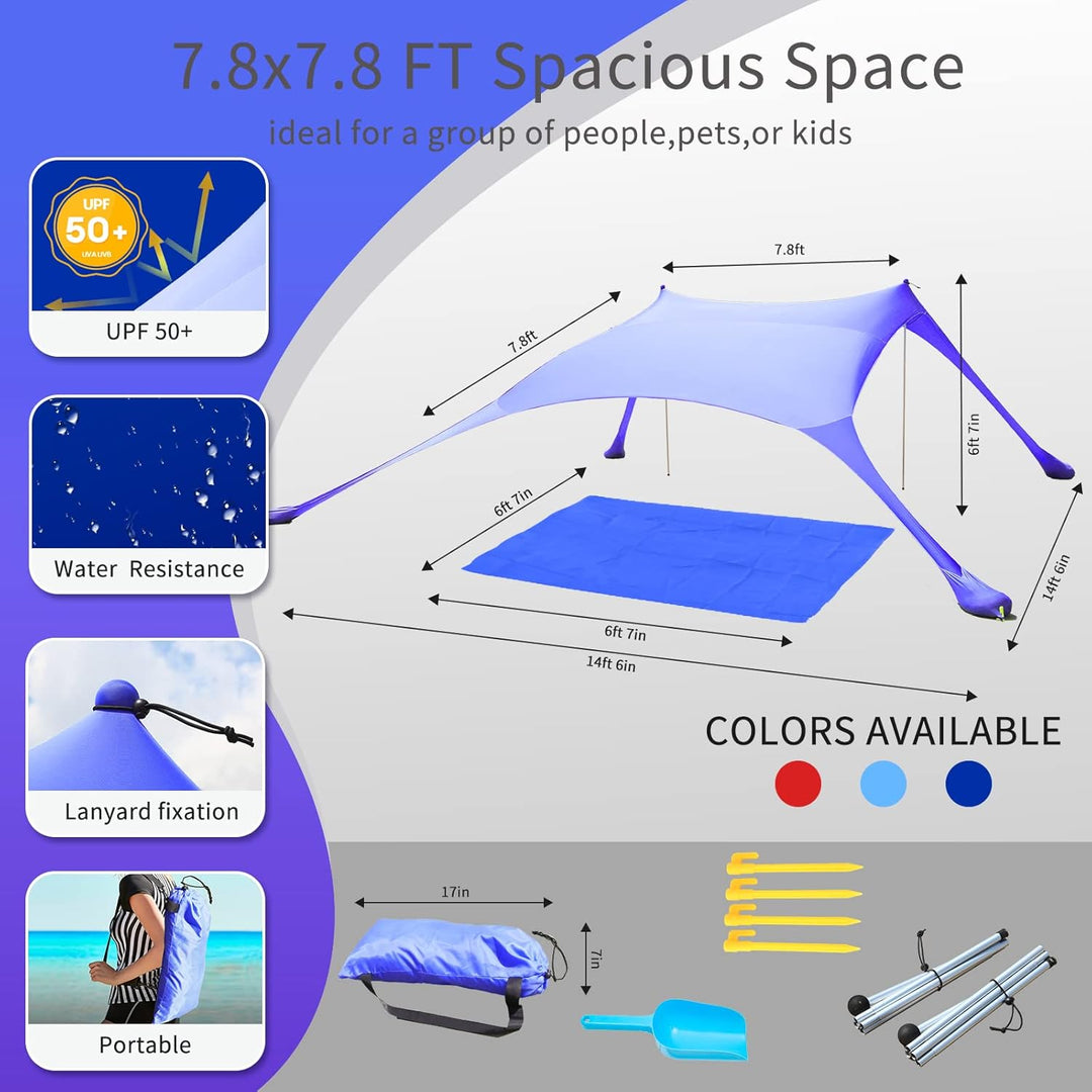 Cuupo Strandzelt, Pop-Up, 2x2.1 m, LSF 50, Lycra, Sonnenschutz, für den Aussenbereich, Anti-Wind, So