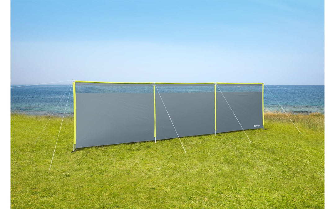 BERGER Windschutz Panorama 600 x 150 cm - Sichtschutz für Strand, Camping und Garten - Grau oder Grü
