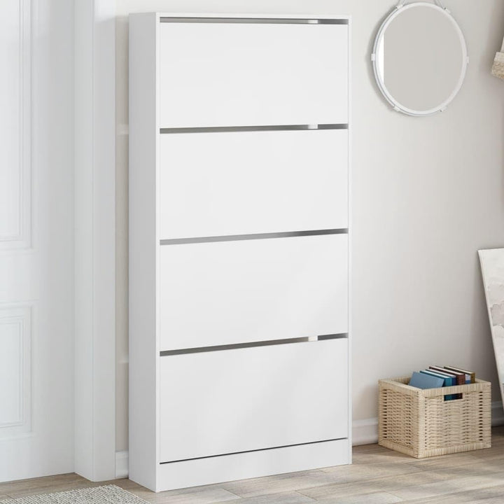 Homgoday Schuhschrank mit 4 Schubladen, klappbar, weiss, 80 x 21 x 163,5 cm, Möbel, Schuhregal, Orga