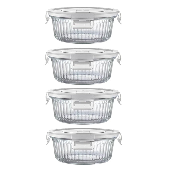 4Pack 370ml Runde Glas Meal Prep Boxen, 12oz Runde Glasbehälter mit Deckel BPA-Fre, Frischhaltedosen