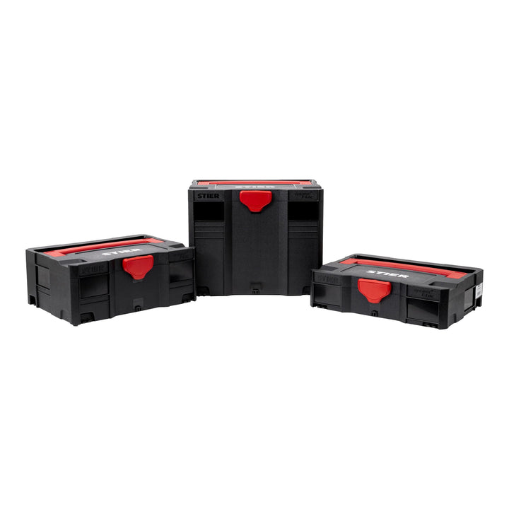 STIER Systainer-Set, 3-teilig, Mit T-Loc I, II & IV + Gratis Micro-Systainer, Genormtes System, Stap