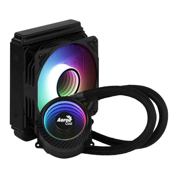 Aerocool MIRAGEL120, Flüssigkühlung CPU ARGB-Lüfter 12cm, TDP 200W, Schwarz
