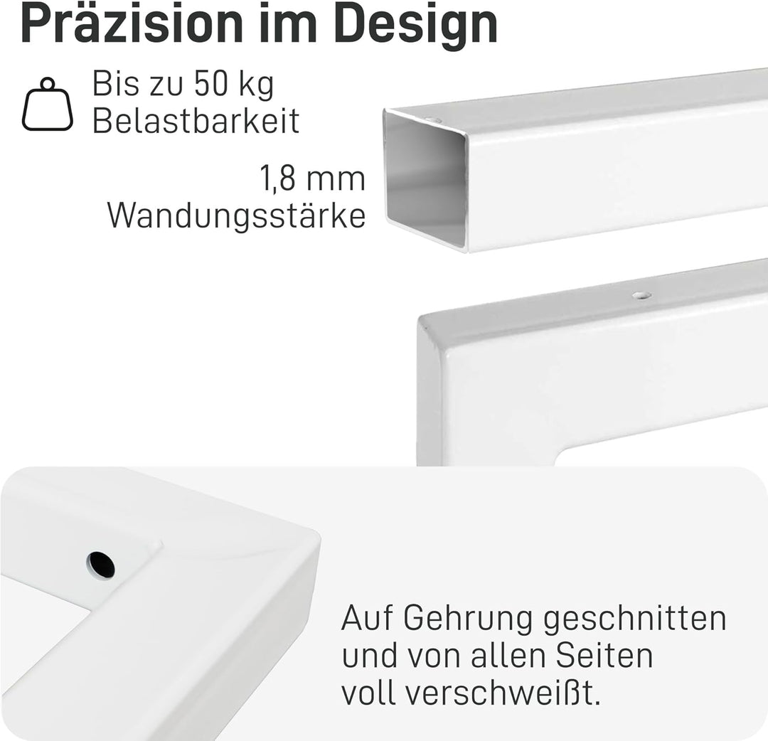 Natural Goods Berlin 2X Wand-Konsole RECHTECK | Waschtisch-Halterung stabil | Einfache Wand-Montage