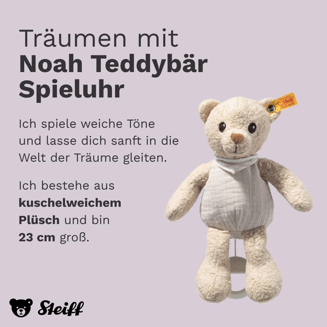 Steiff 242779 GOTS Noah Teddybär Spieluhr, BEIGE, 23cm