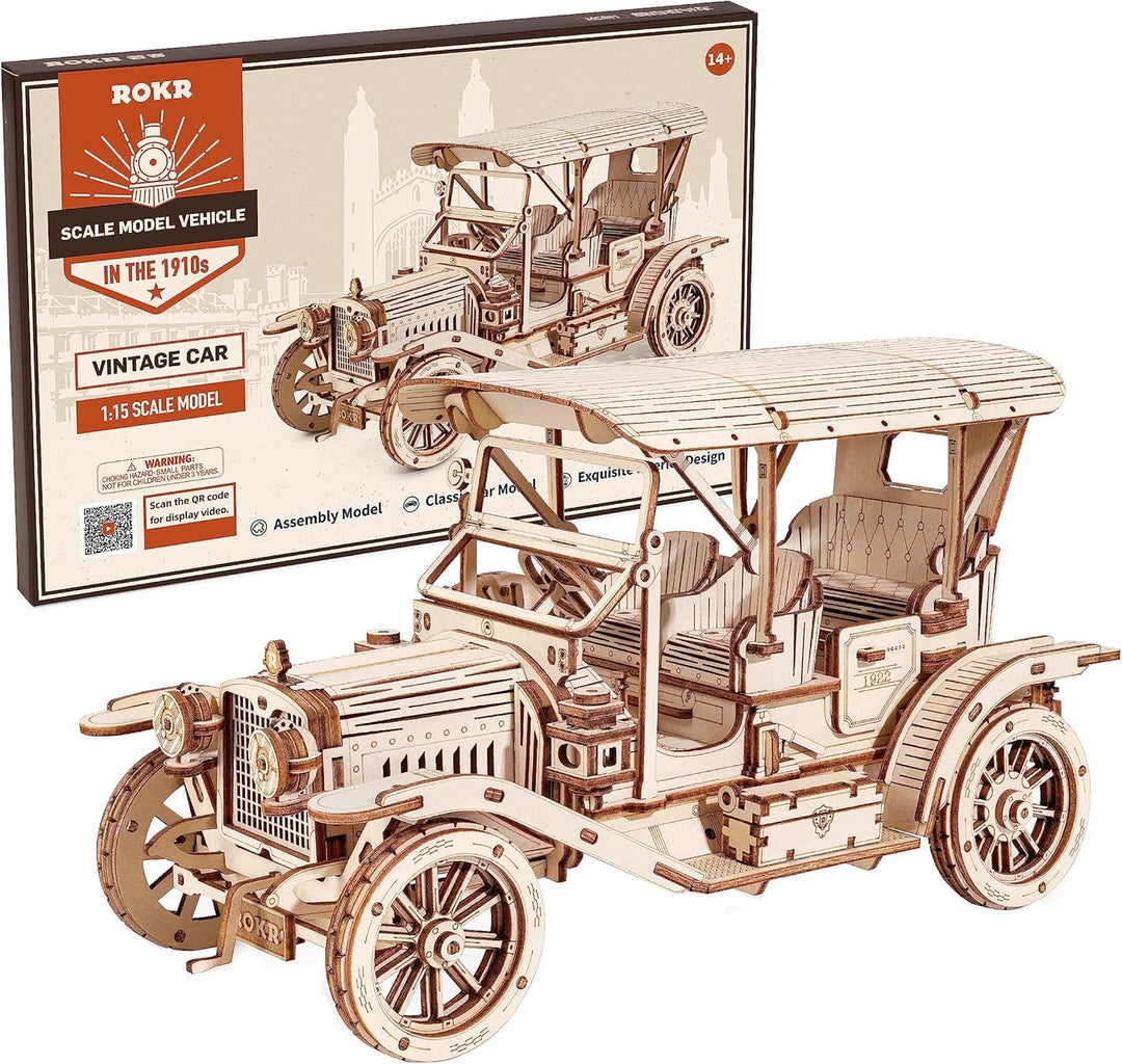 ROKR 3D Puzzle Holzpuzzle Modellbau Car Holzbausatz Holzmodelle Bausätze Erwachsene Oldtimer, Vintag