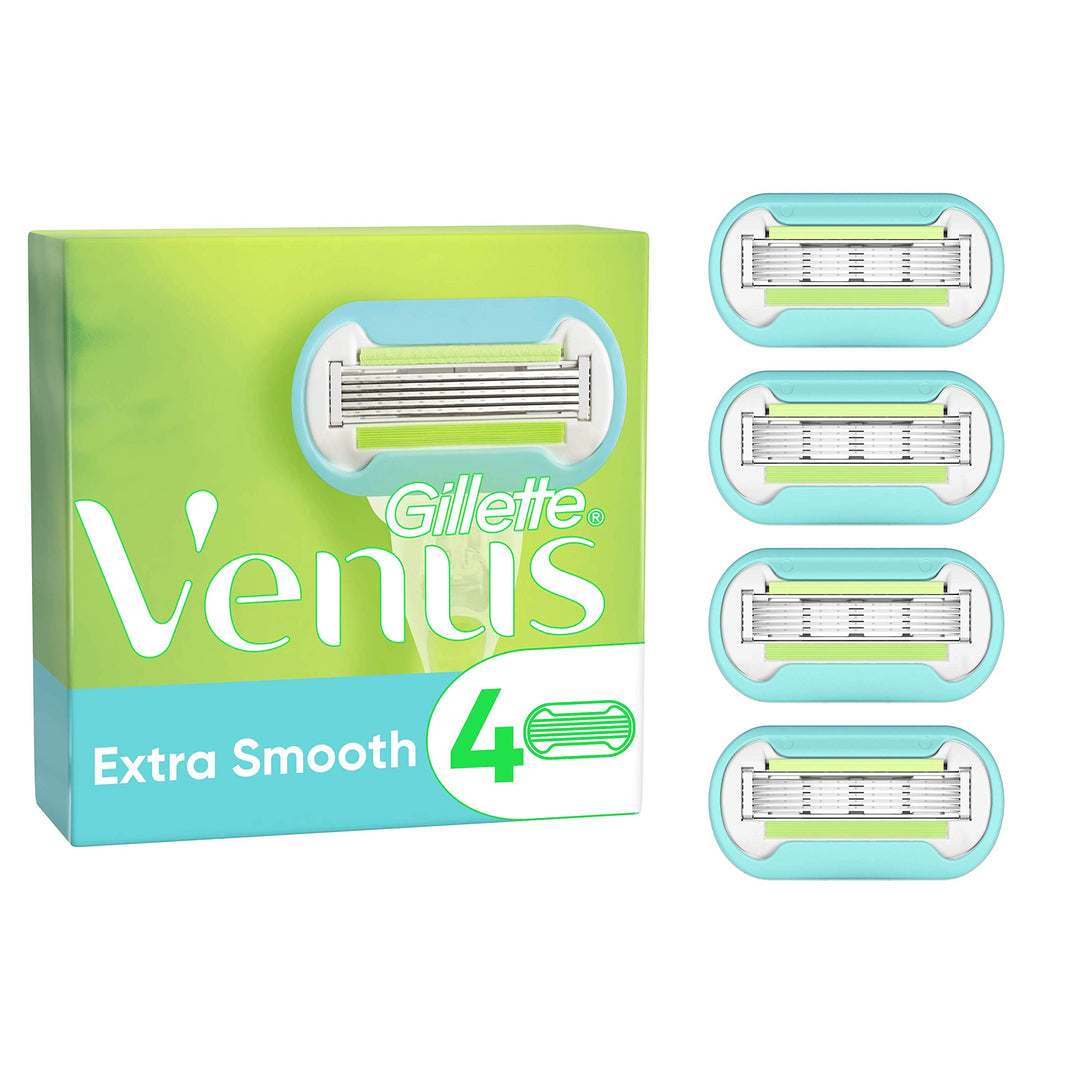 Gillette Venus Extra Smooth Rasierklingen Damen, 4 Ersatzklingen für Damenrasierer mit 5-fach Klinge