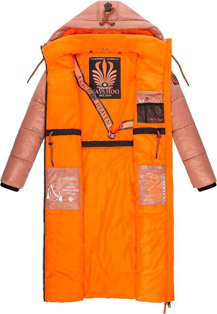 Navahoo Damen Warmer Winter Steppmantel mit Kapuze Schmuseengel XS-XXL M Terracotta, M Terracotta