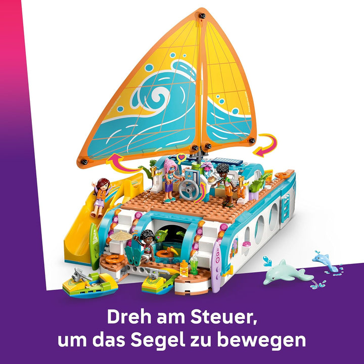 LEGO Friends Segelabenteuer Set - Spielzeug mit Boot mit drehbarem Segel, 4 Minifiguren & 2 Delfin F