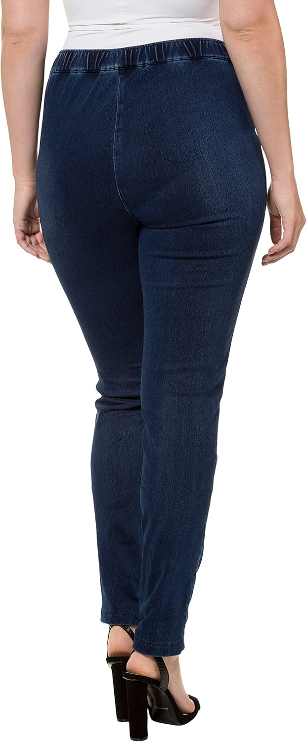 Ulla Popken Damen Jersey-Jeans Hosen, 33W / 32L Dunkelblau