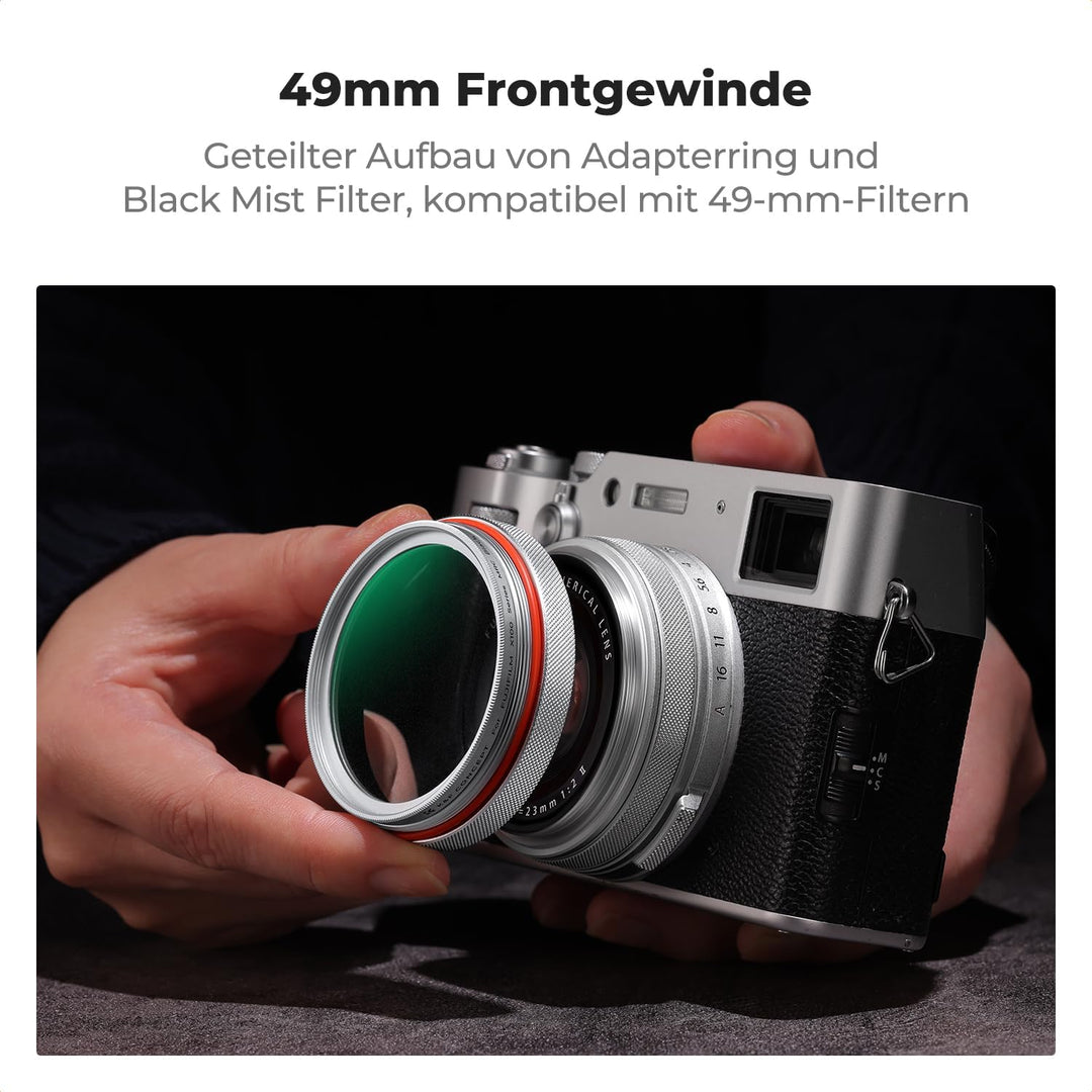 K&F CONCEPT Black Mist 1/4 Filter mit Gegenlichtblende,Objektivdeckel Kompatibel mit Fujifilm Kamera