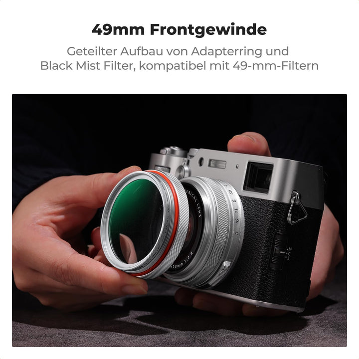 K&F CONCEPT Black Mist 1/4 Filter mit Gegenlichtblende,Objektivdeckel Kompatibel mit Fujifilm Kamera