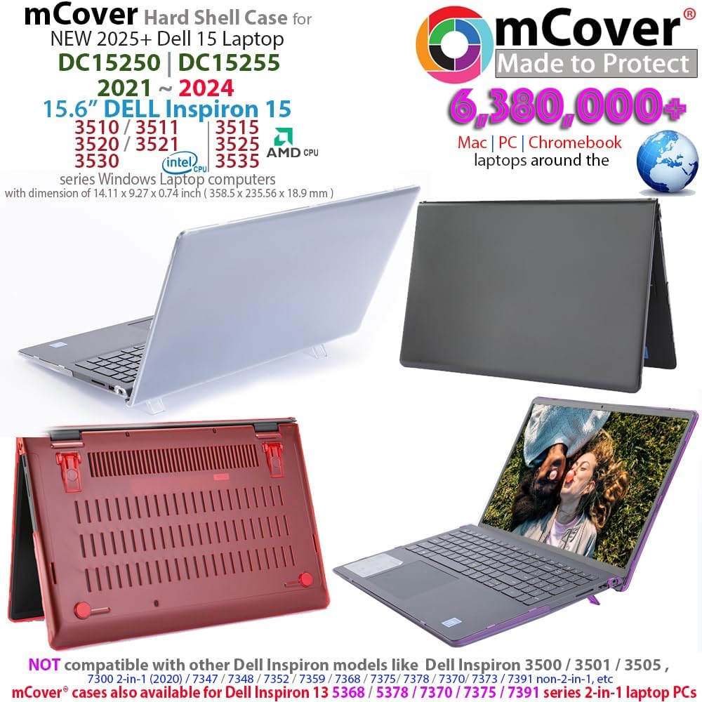 mCover Hartschalenhülle kompatibel nur mit 2021 15,6 Zoll Dell Inspiron15 3510 3511 3515 Serie Lapto