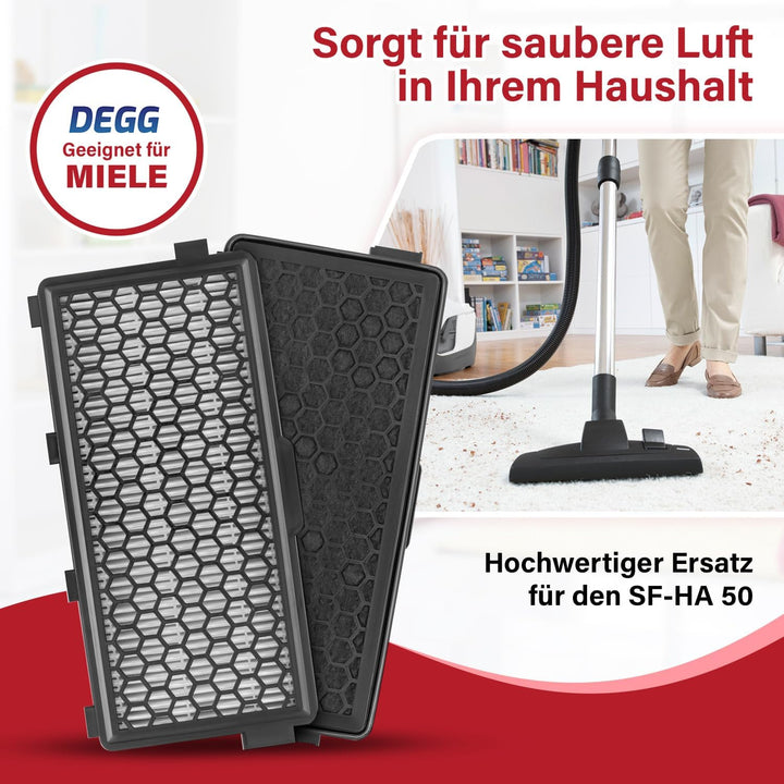 DEGG® Kombifilter HEPA &amp; Aktivkohle, Kompatibel mit Miele, 2 Stück Kombifilter Hepa &amp; Aktivkohle 2 S