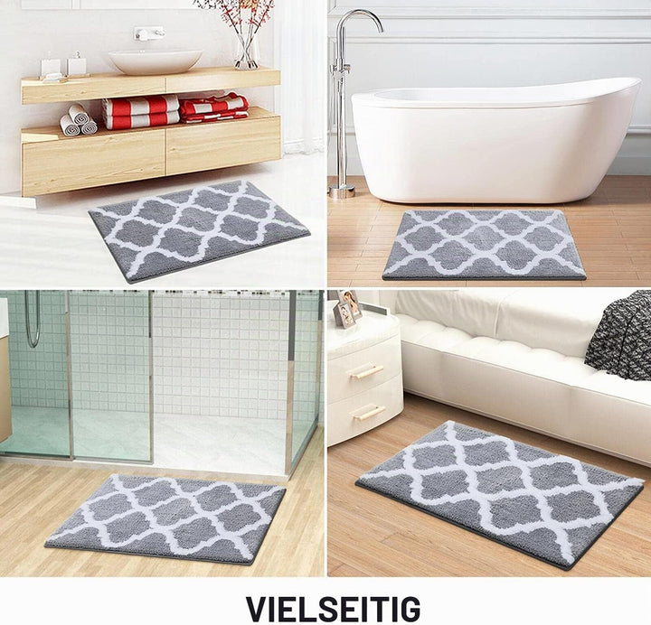 Homaxy rutschfest Badematten Set 2 teilig Weich Hochflor Bad WC Badezimmerteppich Set Mikrofaser Bad