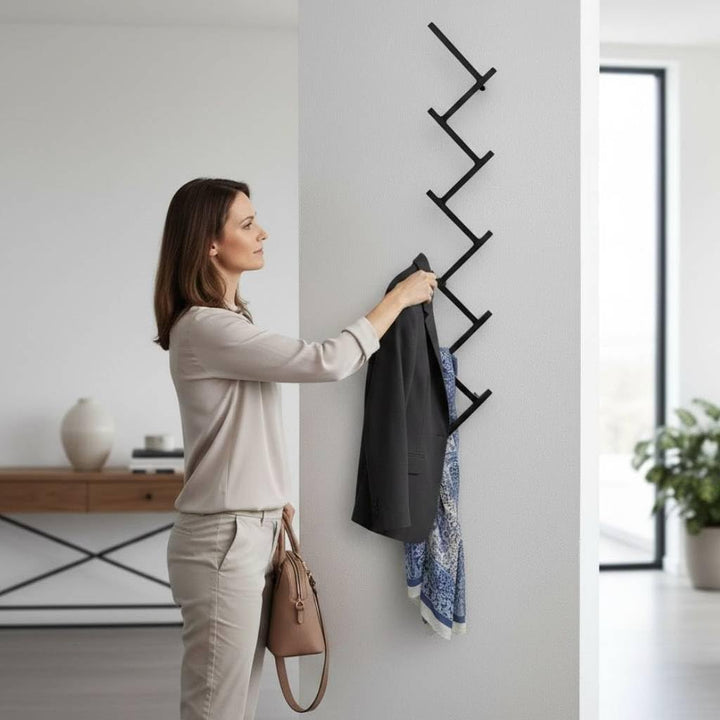 DanDiBo Wandgarderobe mit 10 Haken Garderobenhaken 96281 Garderobe Schwarz 80 cm Kleiderhaken Wandre