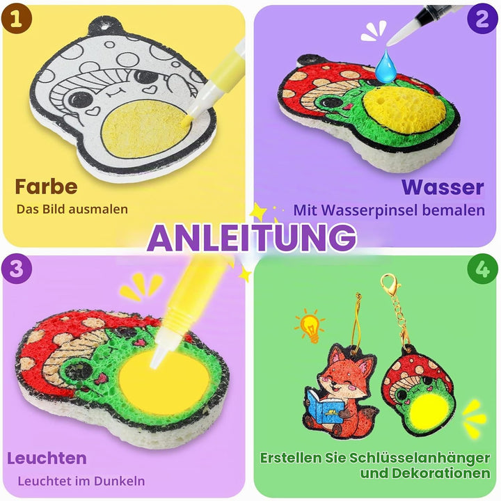 Zefy Bastelset Kinder 4-12 Jahre, 20 Stück Leuchtende 3D Aqua Puffy | DIY Kreativ Basteln Magic Foam